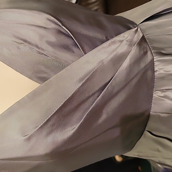 BCBGMaxAzria Dress 4 Silver Satin Corsage Black Jersey Skirt - Picture 4 of 10